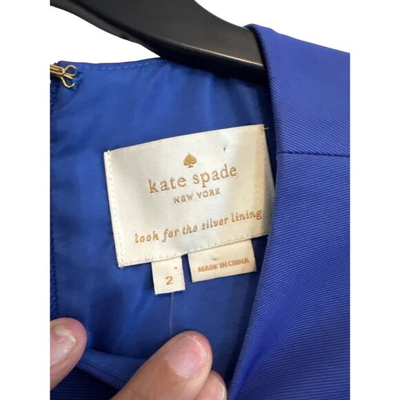 Kate spade new york Side Cutout a-line Dress Sz 2 Blue $398 NWT - Picture 8 of 13
